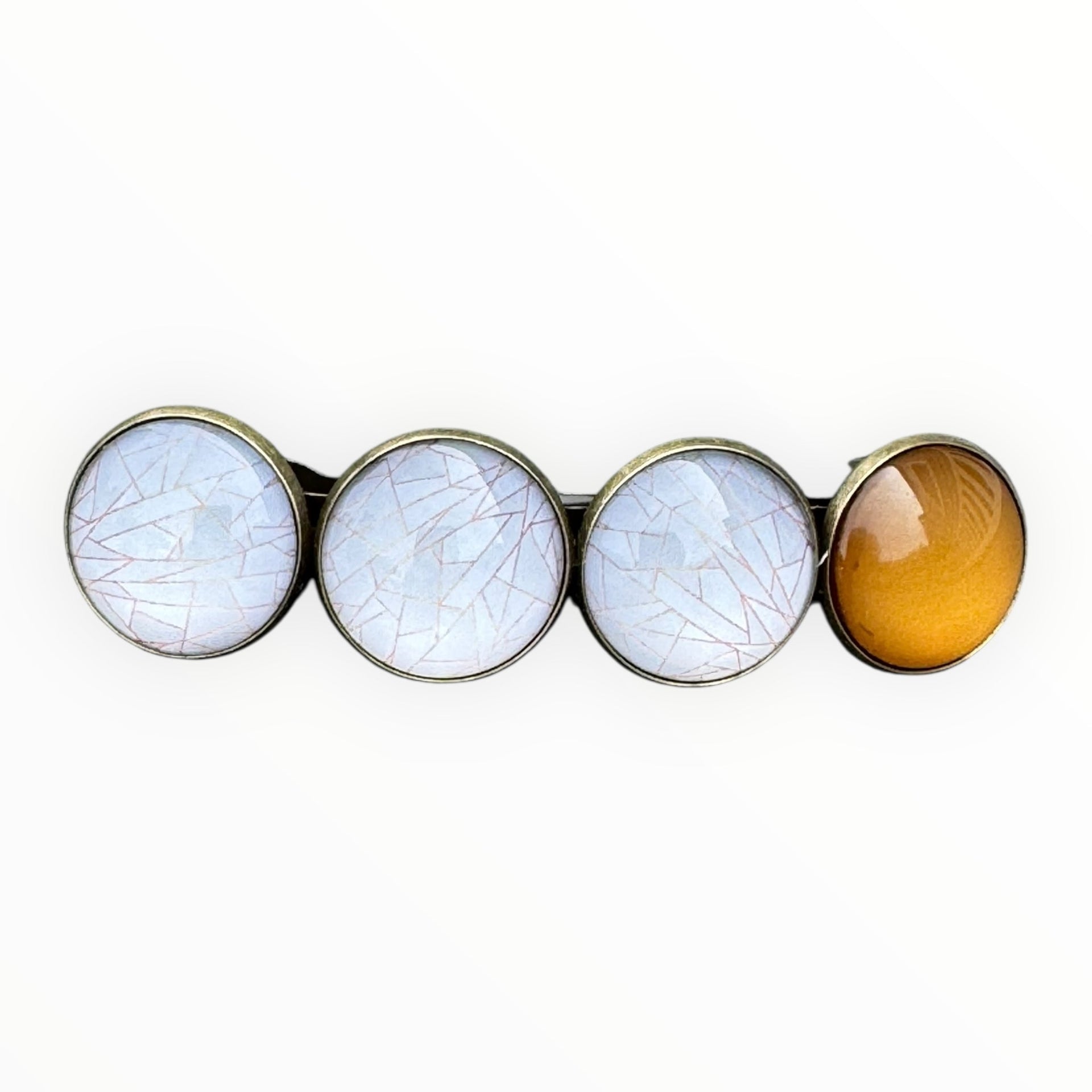 Haarspeld color hairclip bruin wit xl - haarspelden