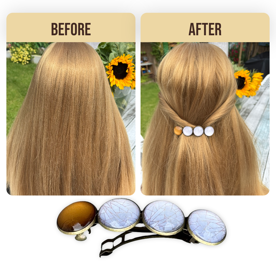 Haarspeld color hairclip bruin wit xl - haarspelden