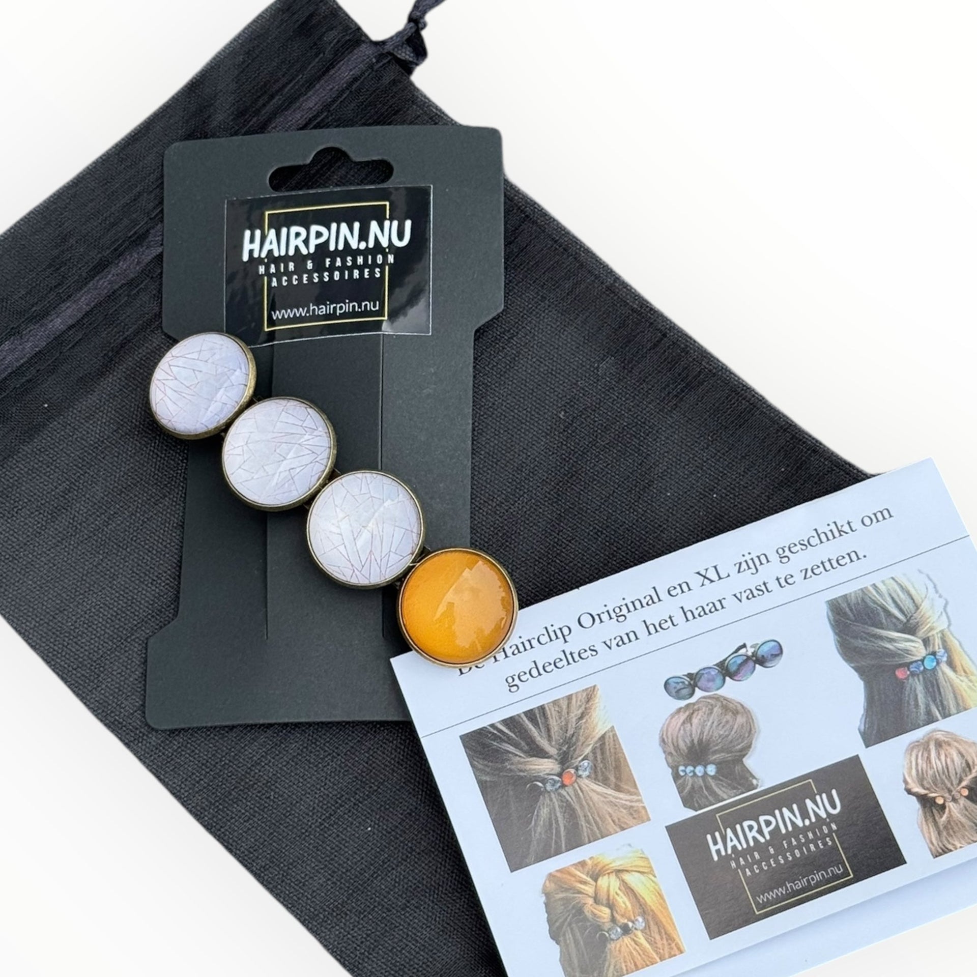 Haarspeld color hairclip bruin wit xl - haarspelden