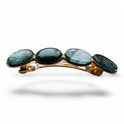 Haarspeld color hairclip cabochon – petrol groen sparkle | elegant met gouden frame - haarspelden