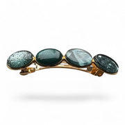 Haarspeld color hairclip cabochon – petrol groen sparkle | elegant met gouden frame - haarspelden