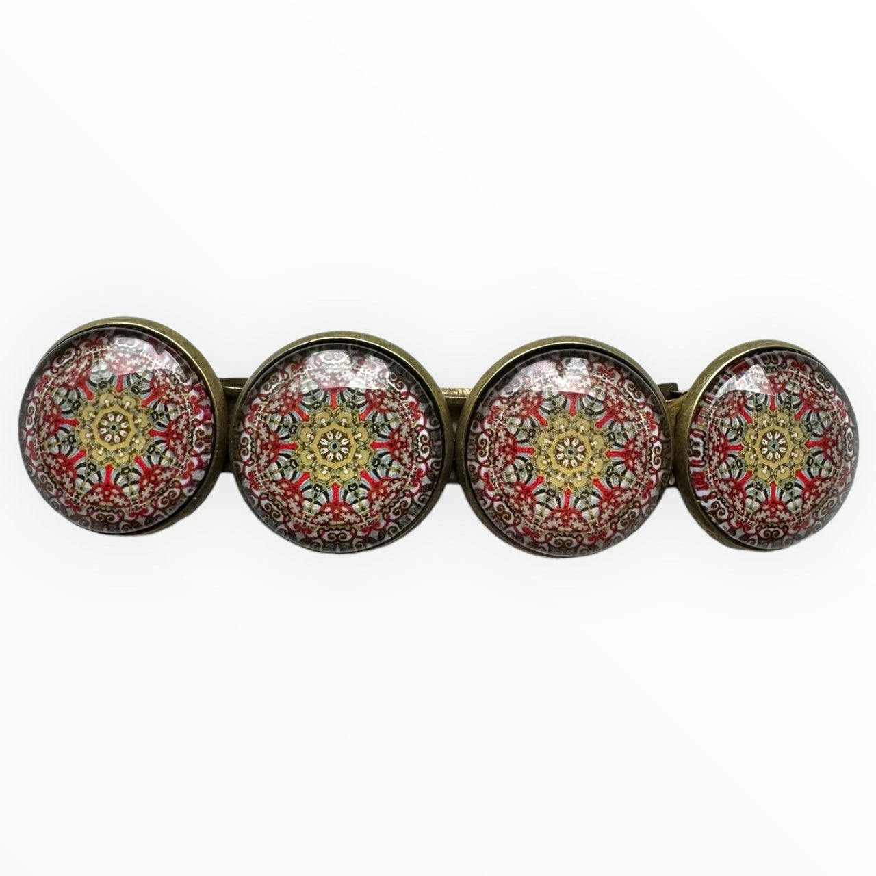 Haarspeld color hairclip geel rood print xl - haarspelden