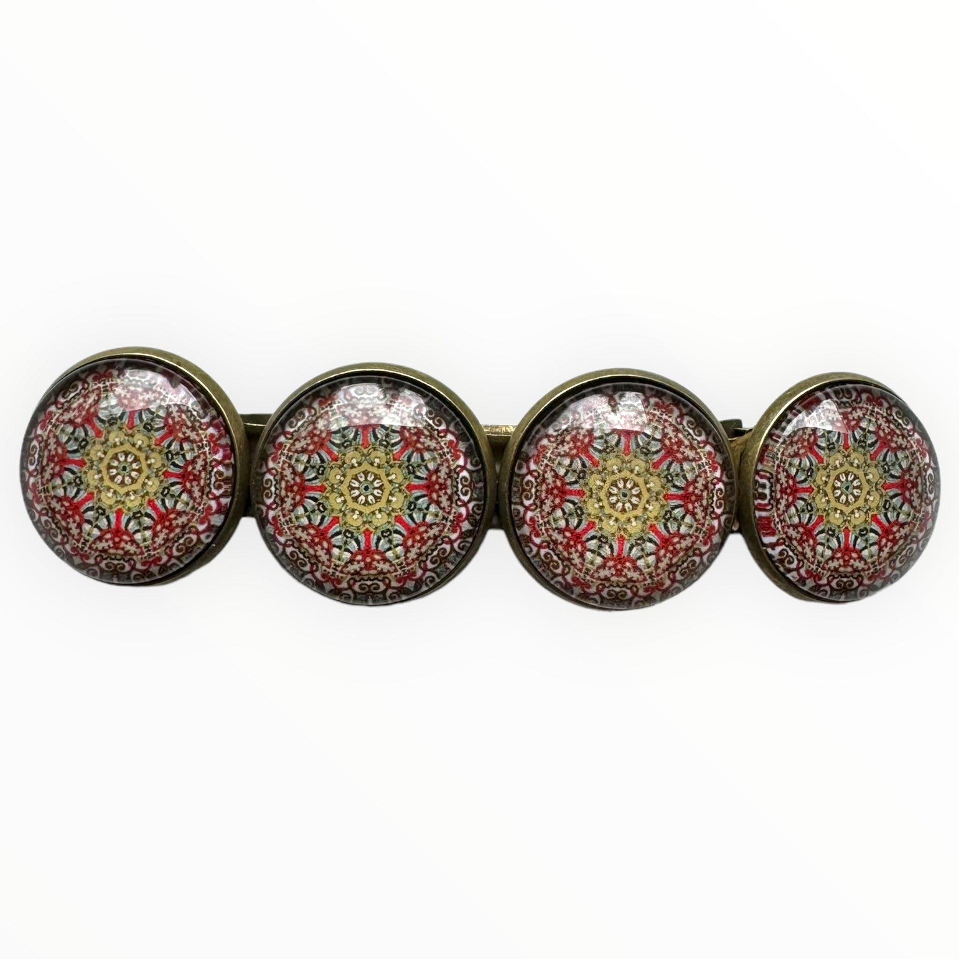 Haarspeld color hairclip geel rood print xl - haarspelden