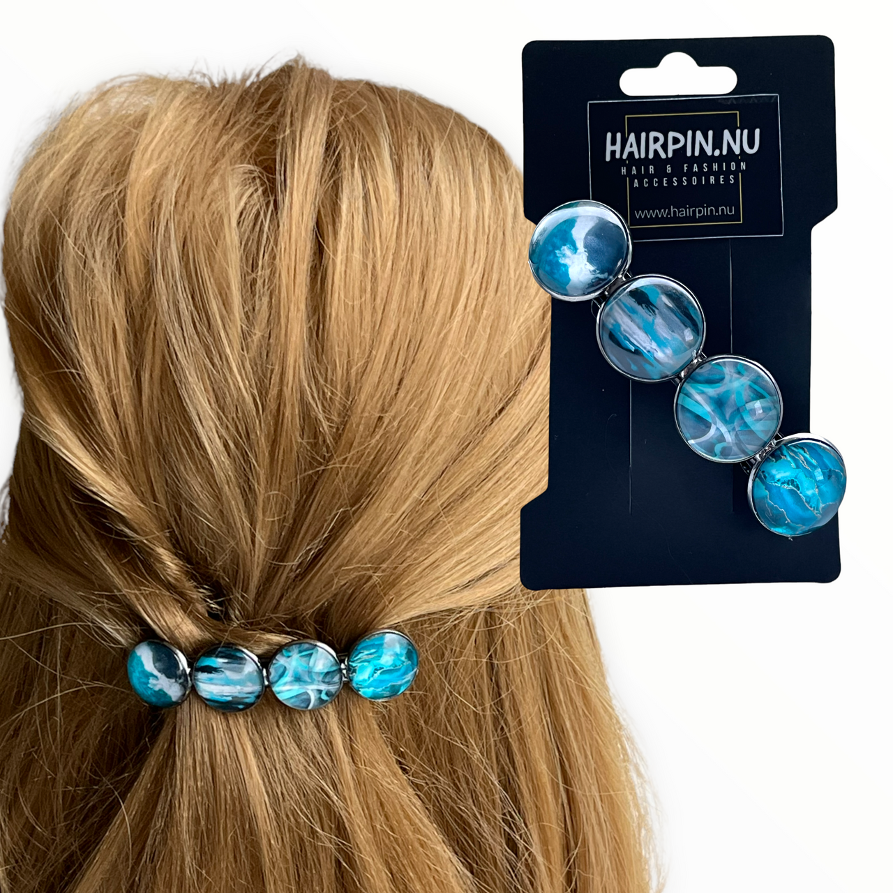 Haarspeld color hairclip grijs blauwgroen wit mix xl - haarspelden