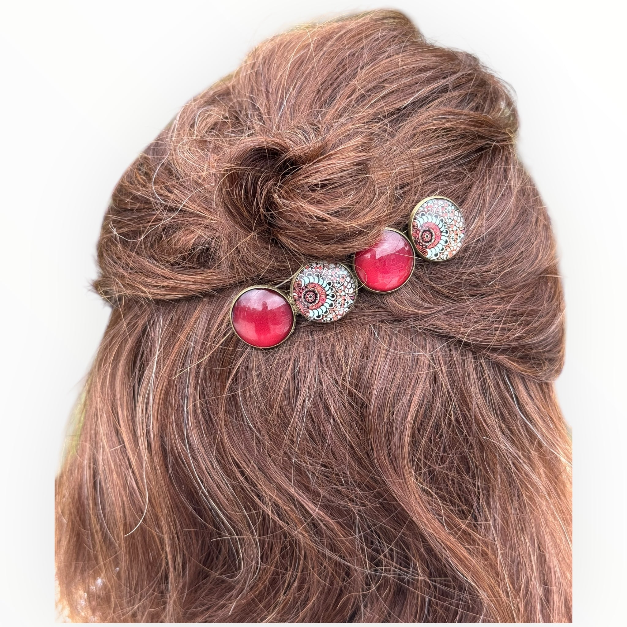 Haarspeld color hairclip ibiza print roodbruin xl - haarspelden