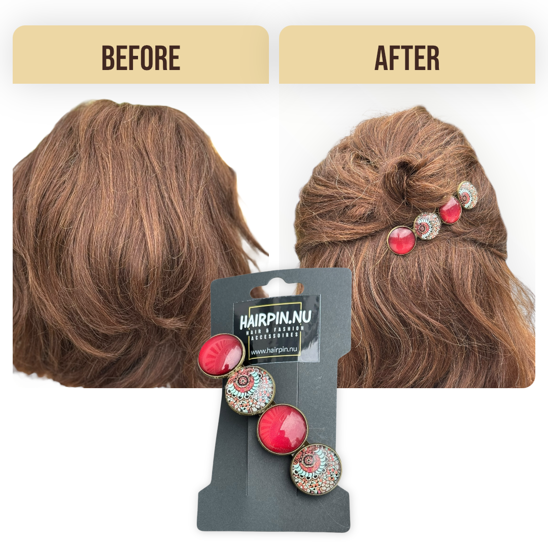 Haarspeld color hairclip ibiza print roodbruin xl - haarspelden