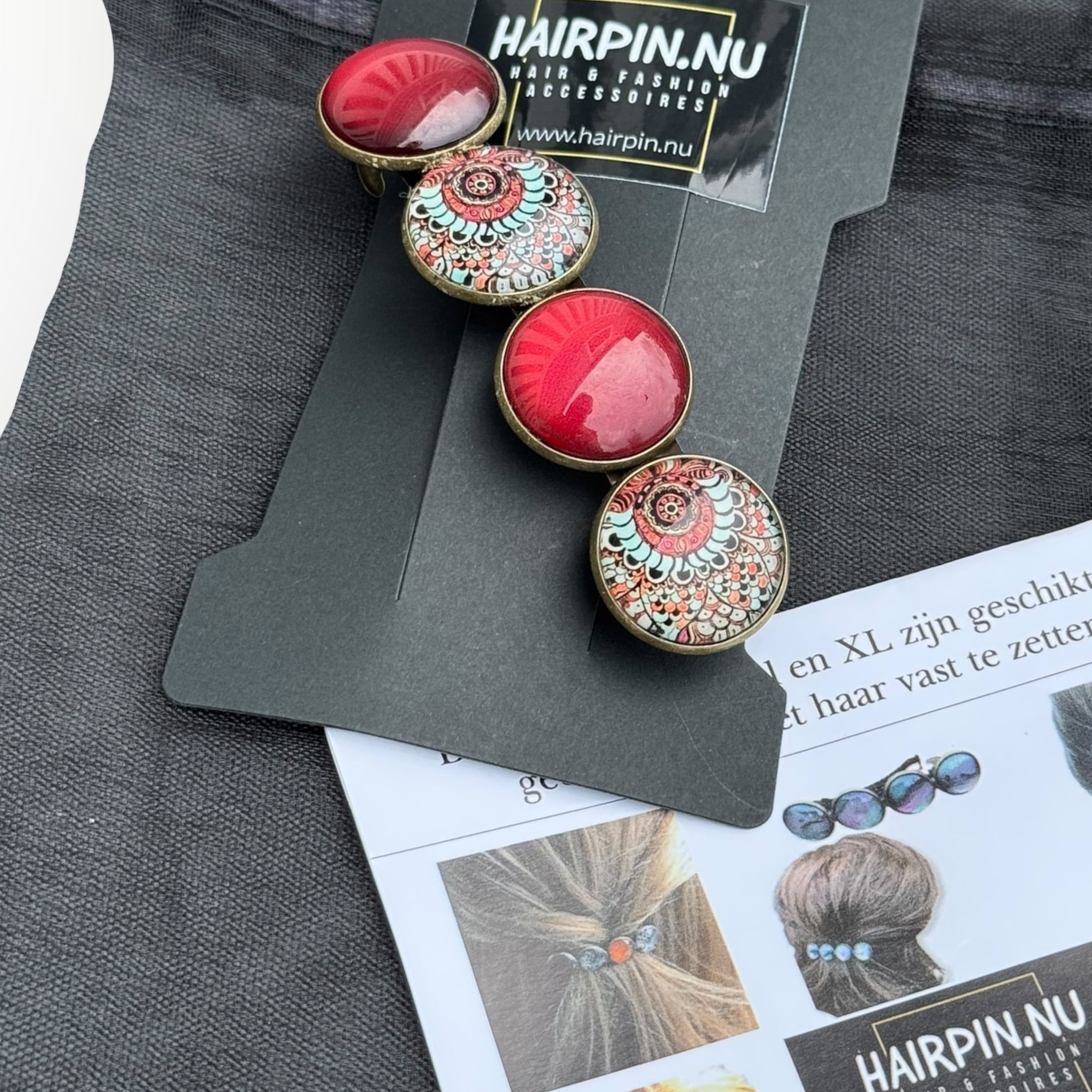 Haarspeld color hairclip ibiza print roodbruin xl - haarspelden