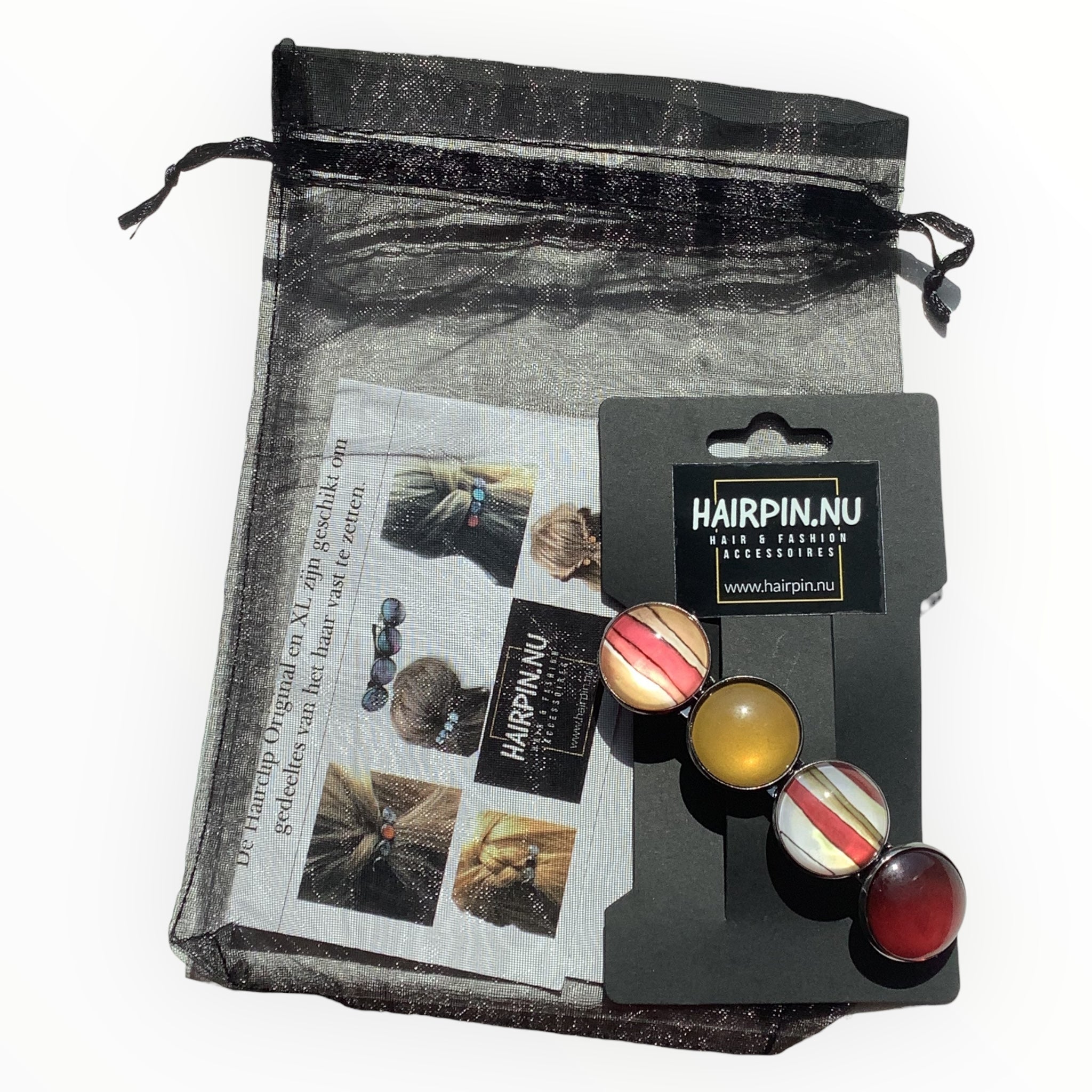 Haarspeld color hairclip mosgroen roodbruin xl - haarspelden