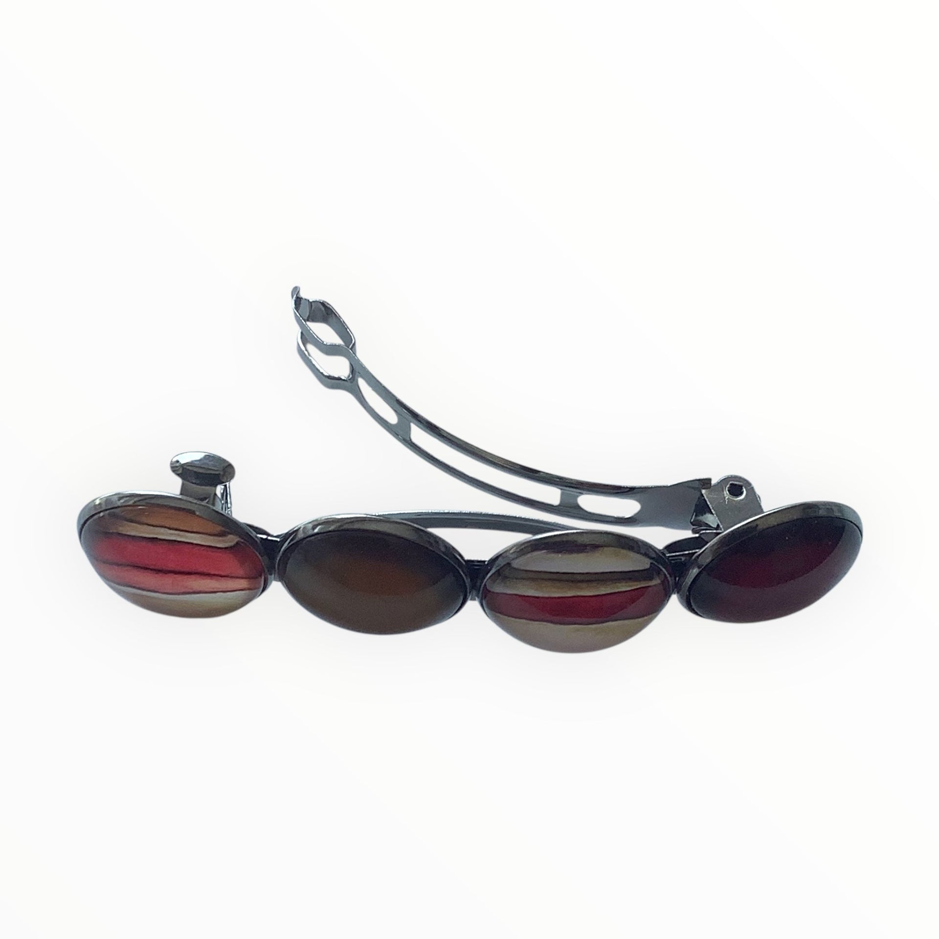 Haarspeld color hairclip mosgroen roodbruin xl - haarspelden