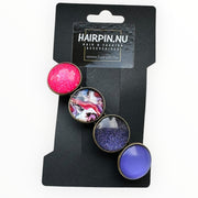 Haarspeld color hairclip paars lila blauw print xl - haarspelden