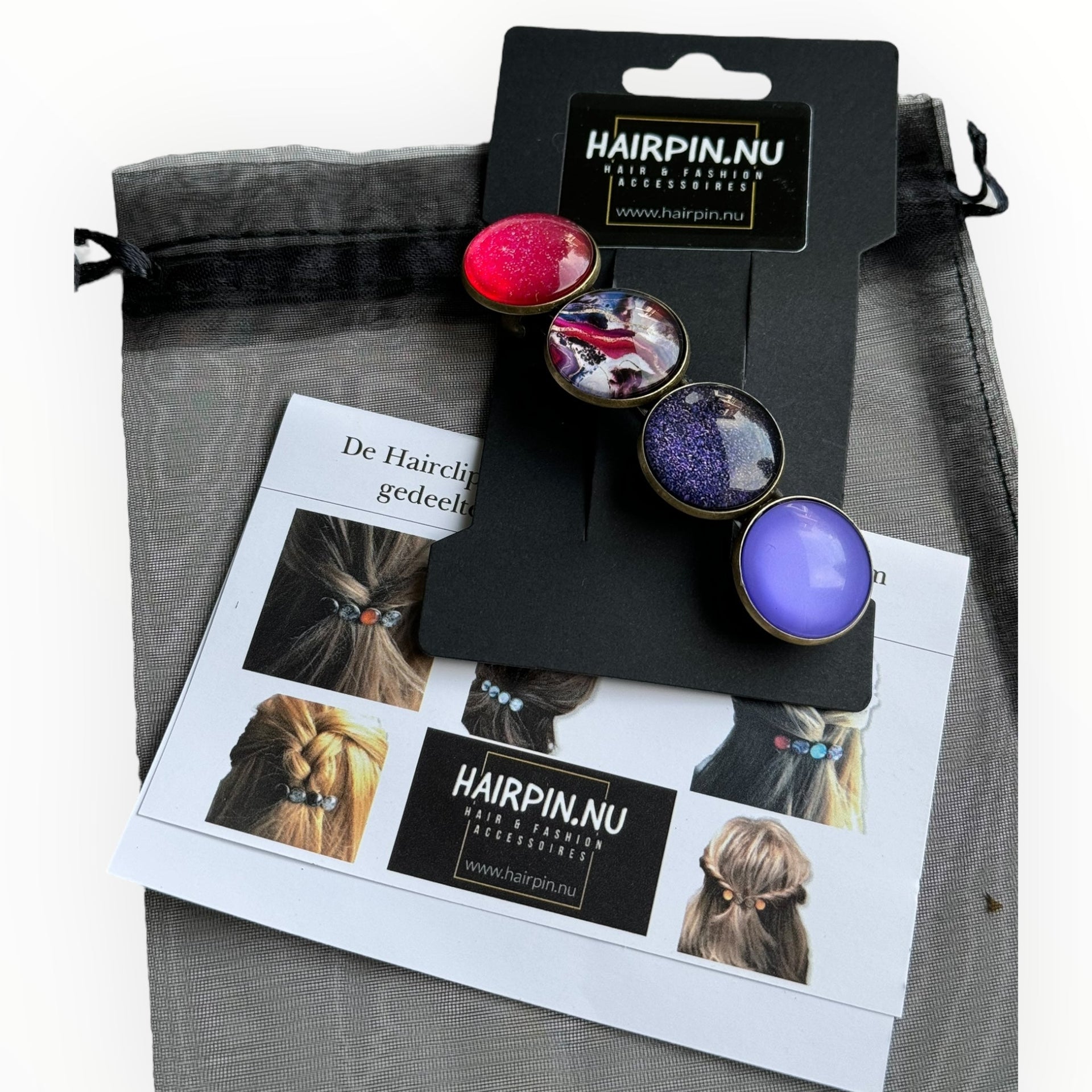 Haarspeld color hairclip paars lila blauw print xl - haarspelden