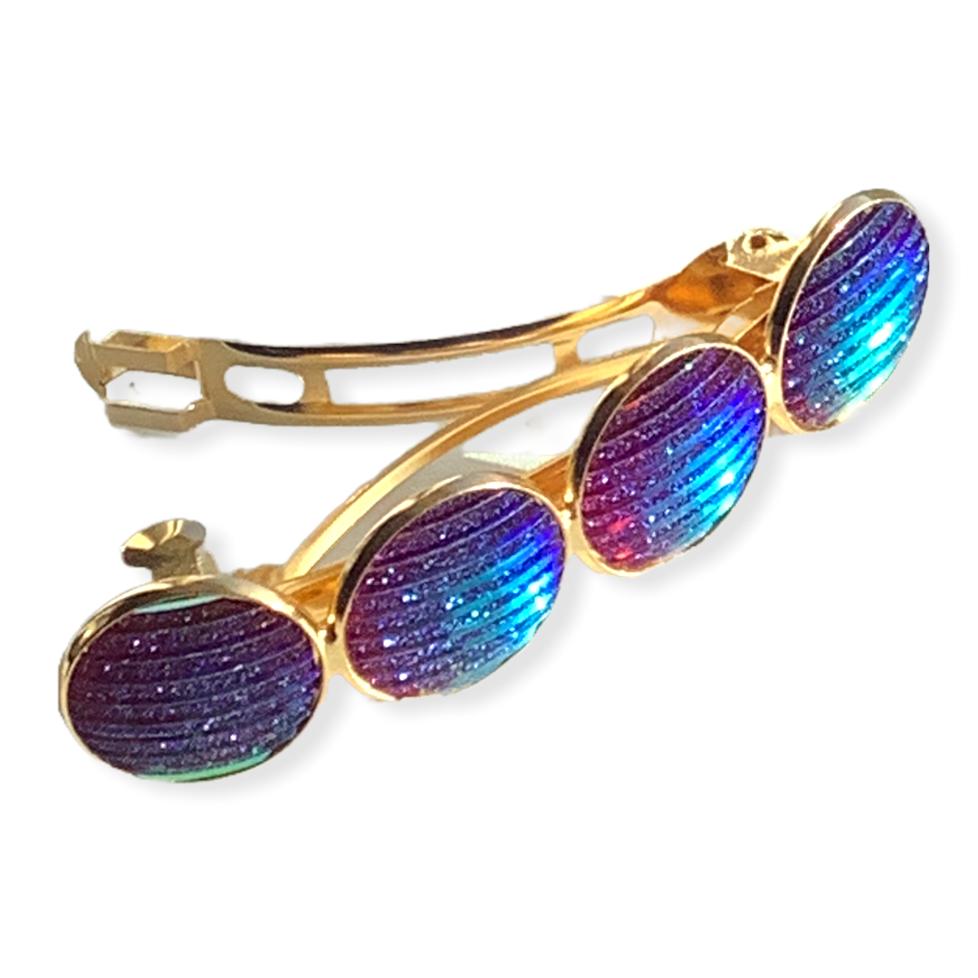 Haarspeld color hairclip shine blauw paars xl