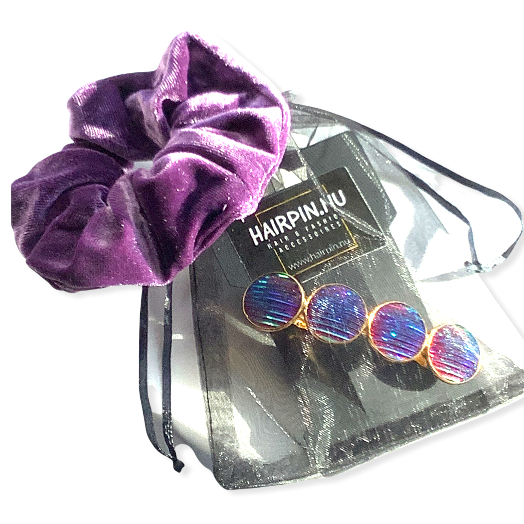 Haarspeld color hairclip shine blauw paars xl