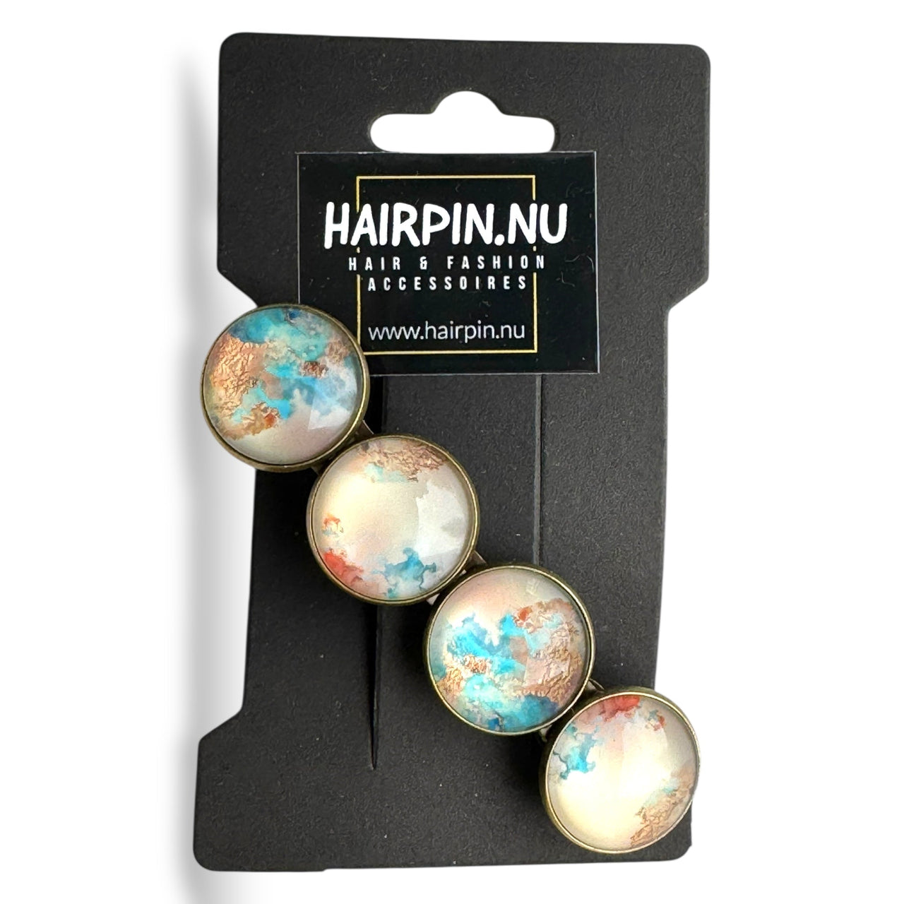 Haarspeld color hairclip xl – bruin beige turquoise - haarspelden
