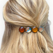 Haarspeld color hairclip xl – bruin-turquoise print - haarspelden