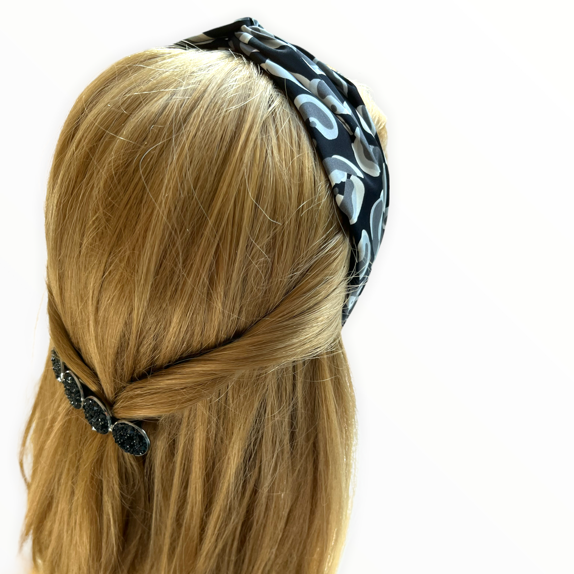 Haarspeld color hairclip xl glas cabochon robuust zwart