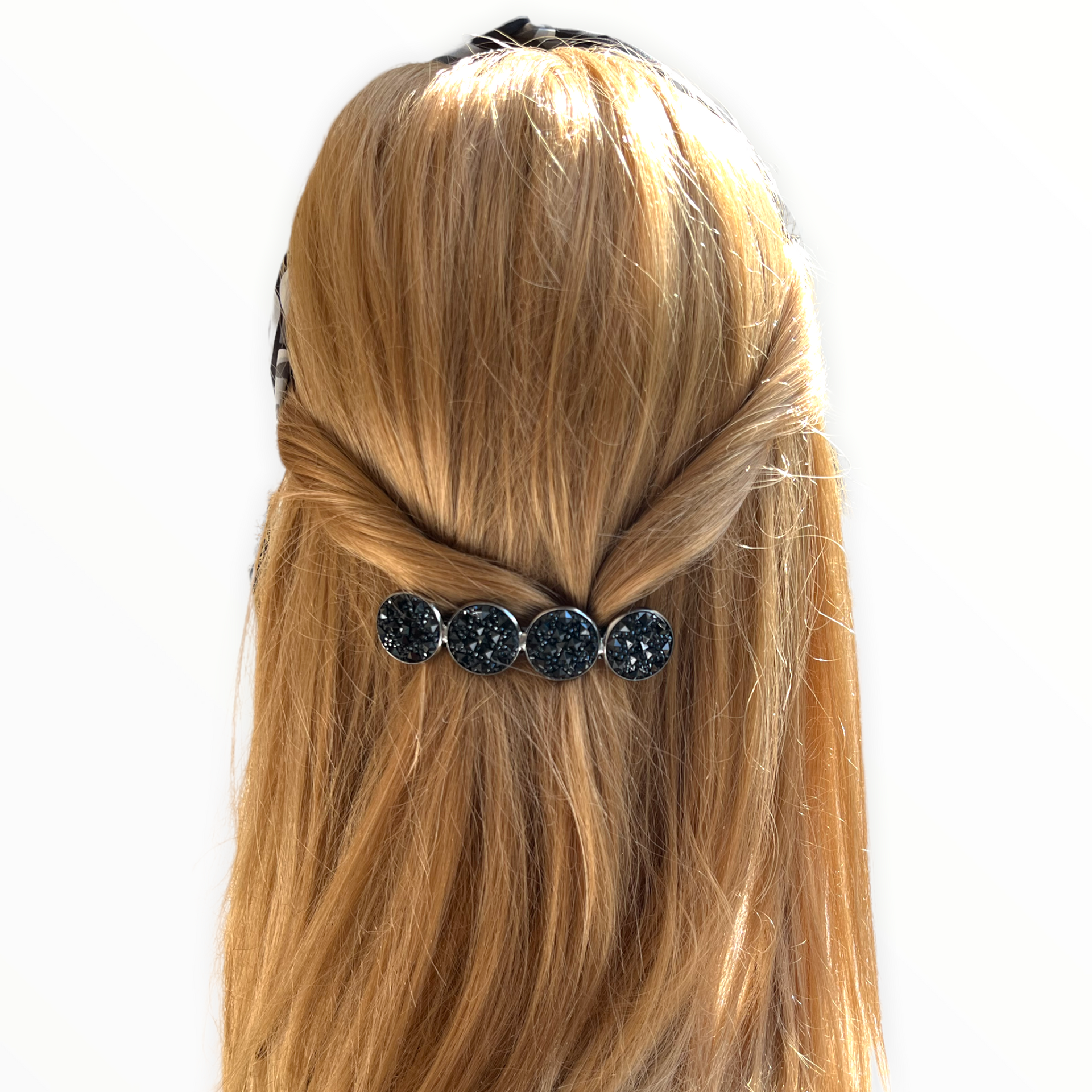 Haarspeld color hairclip xl glas cabochon robuust zwart