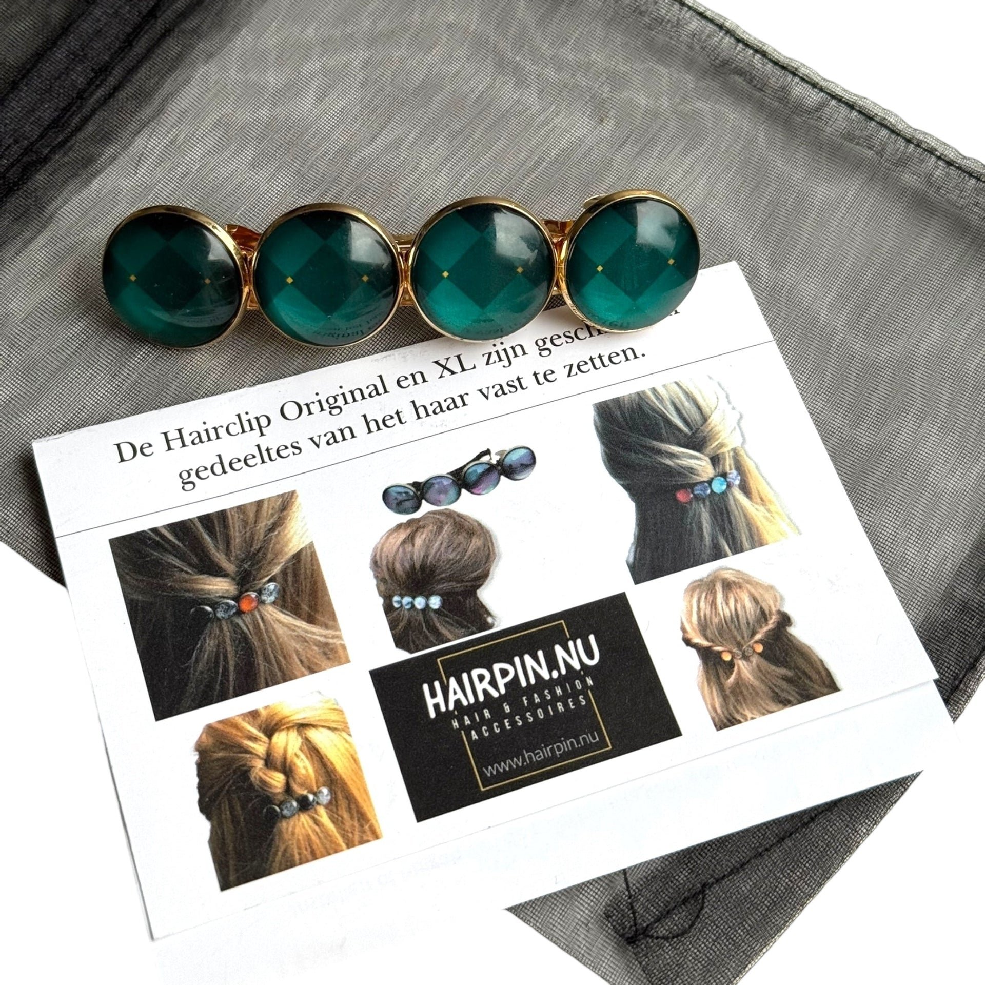 Haarspeld color hairclip xl – goud - groen - haarspelden