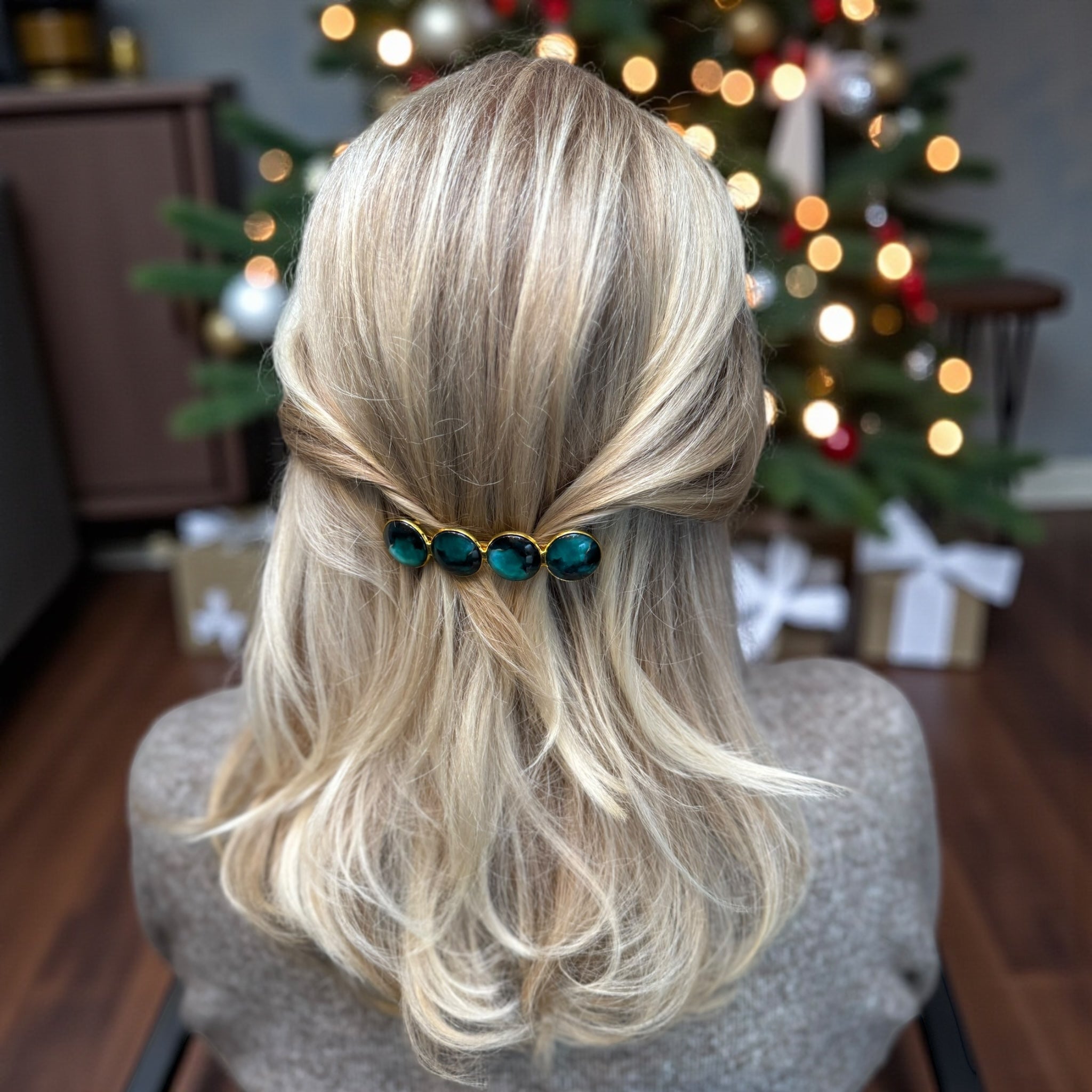 Haarspeld color hairclip xl – groen goud - haarspelden