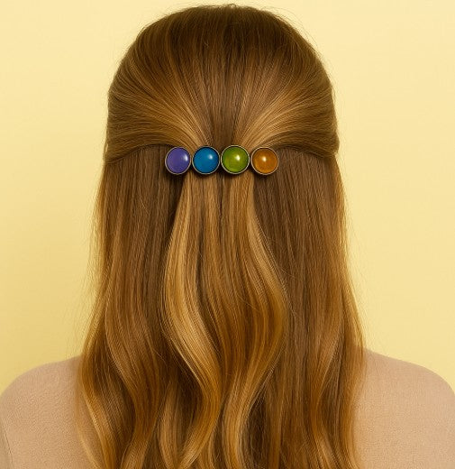 Haarspeld color hairclip xl – olijf blauw & bruin - haarspelden