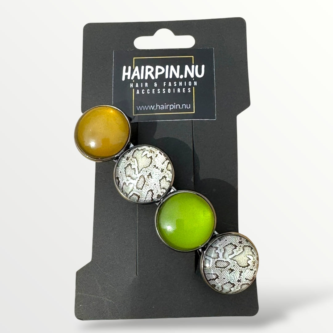 Haarspeld color hairclip xl – olijf print - haarspelden