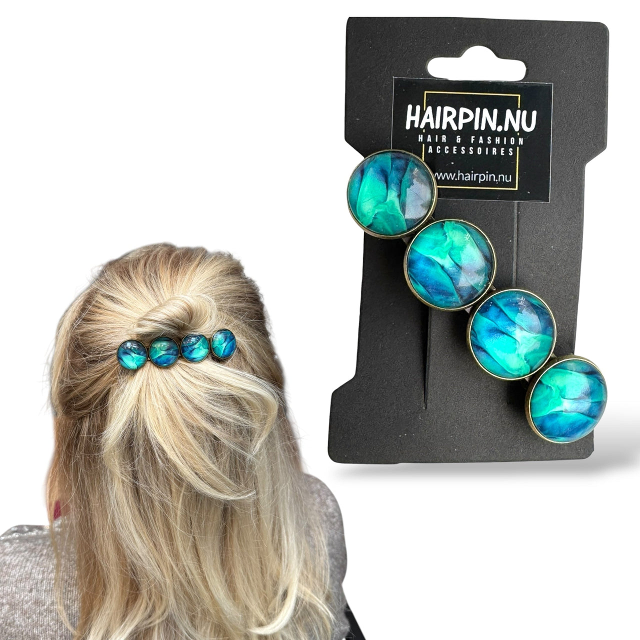 Haarspeld color hairclip xl – zeegroen blauw - haarspelden