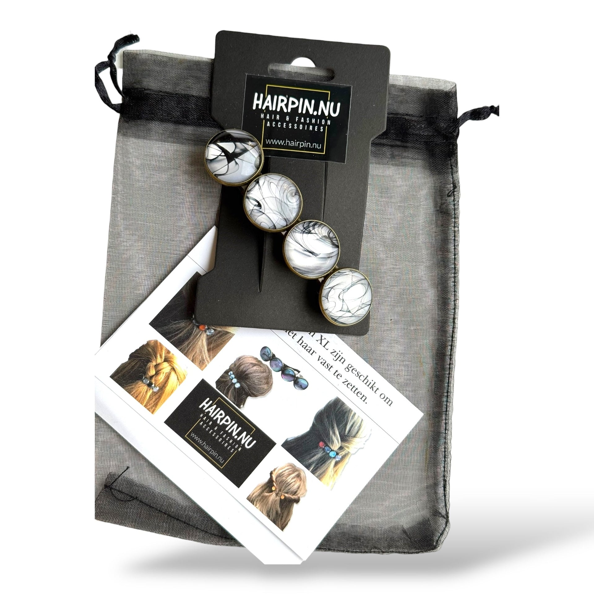 Haarspeld color hairclip xl – zwart | wit | grijs - haarklemmen en -clips