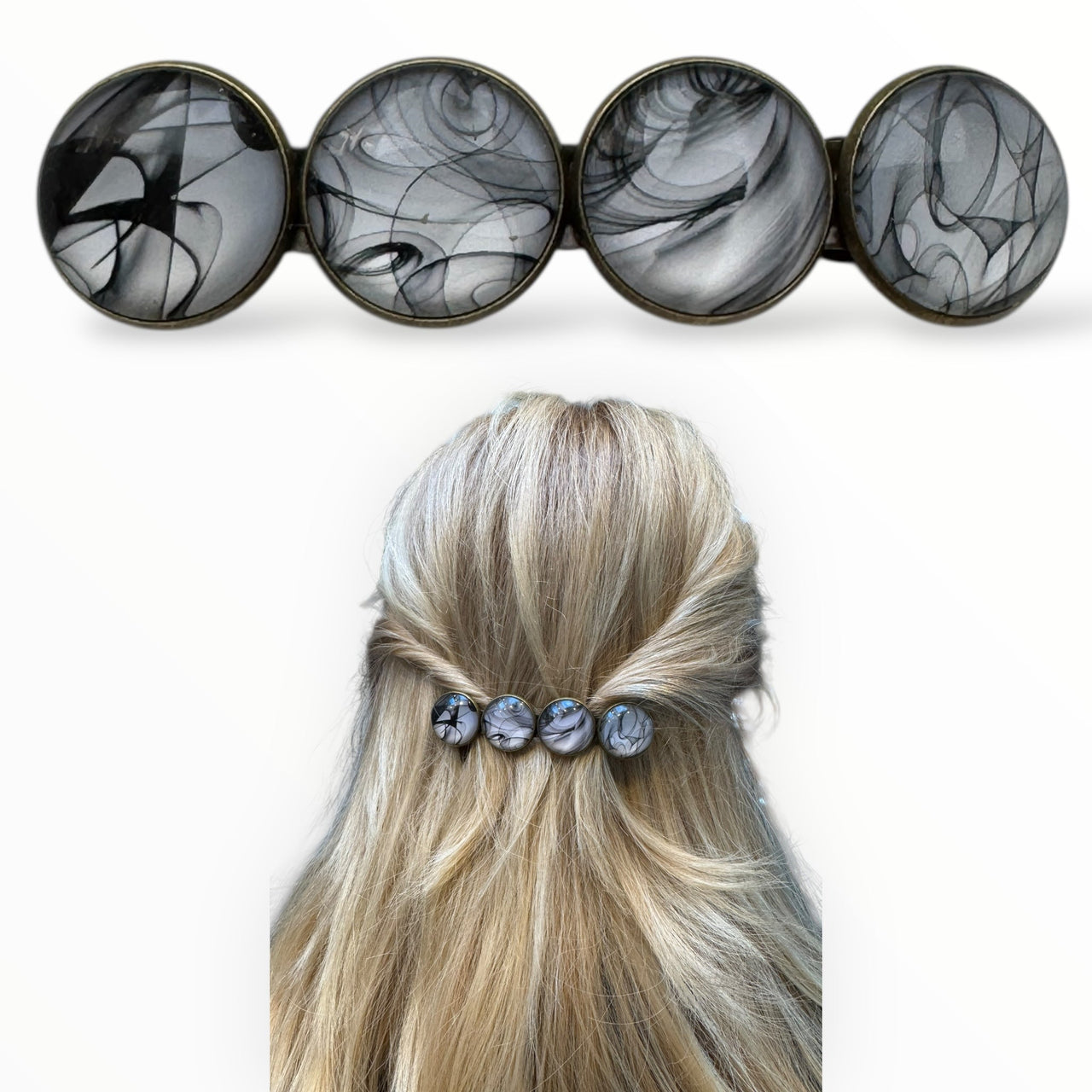 Haarspeld color hairclip xl – zwart | wit | grijs - haarklemmen en -clips