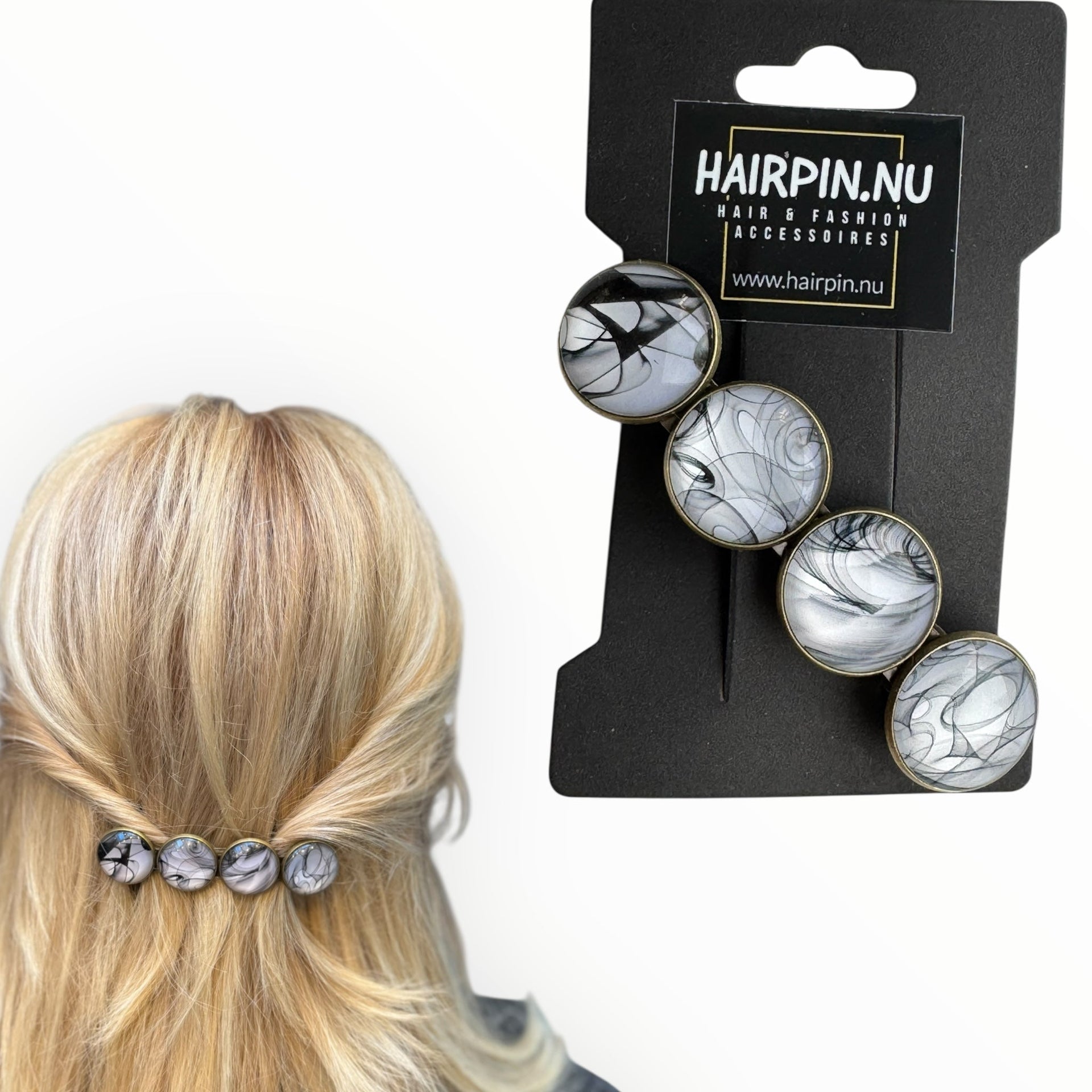 Haarspeld color hairclip xl – zwart | wit | grijs - haarklemmen en -clips