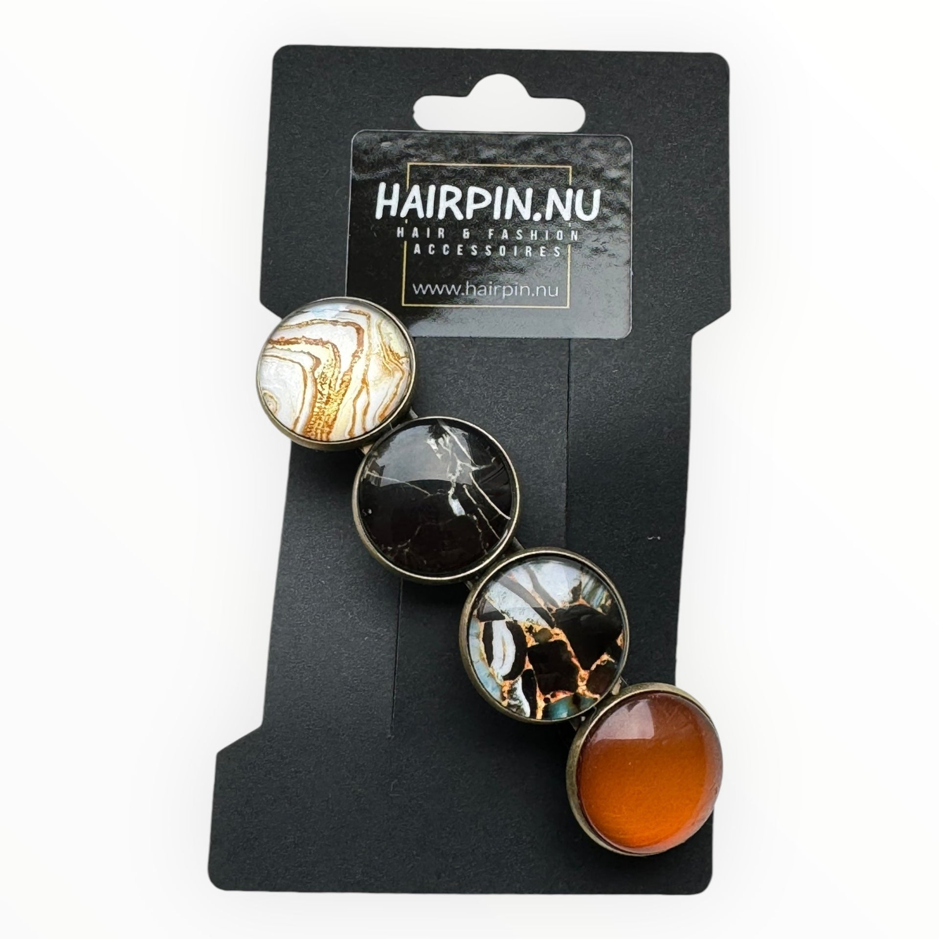 Haarspeld color hairclip zwart bruinprint xl - haarspelden