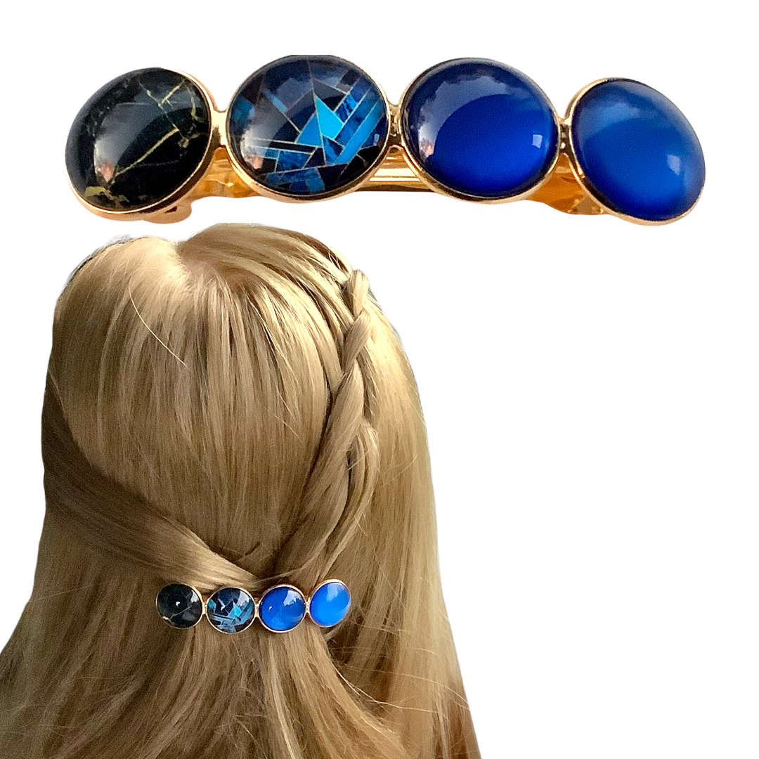 Haarspeld color hairclip zwart goud blauw xl - haarspelden