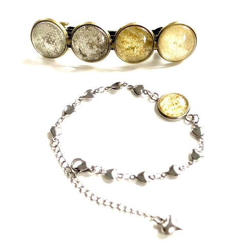 Color Hairclip XL glas cabochon haarspeld 078 Gold