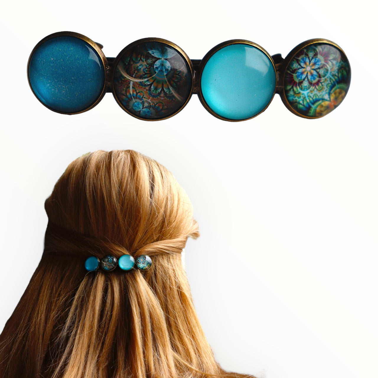 Color Hairclip Original haarspeld turqoise print
