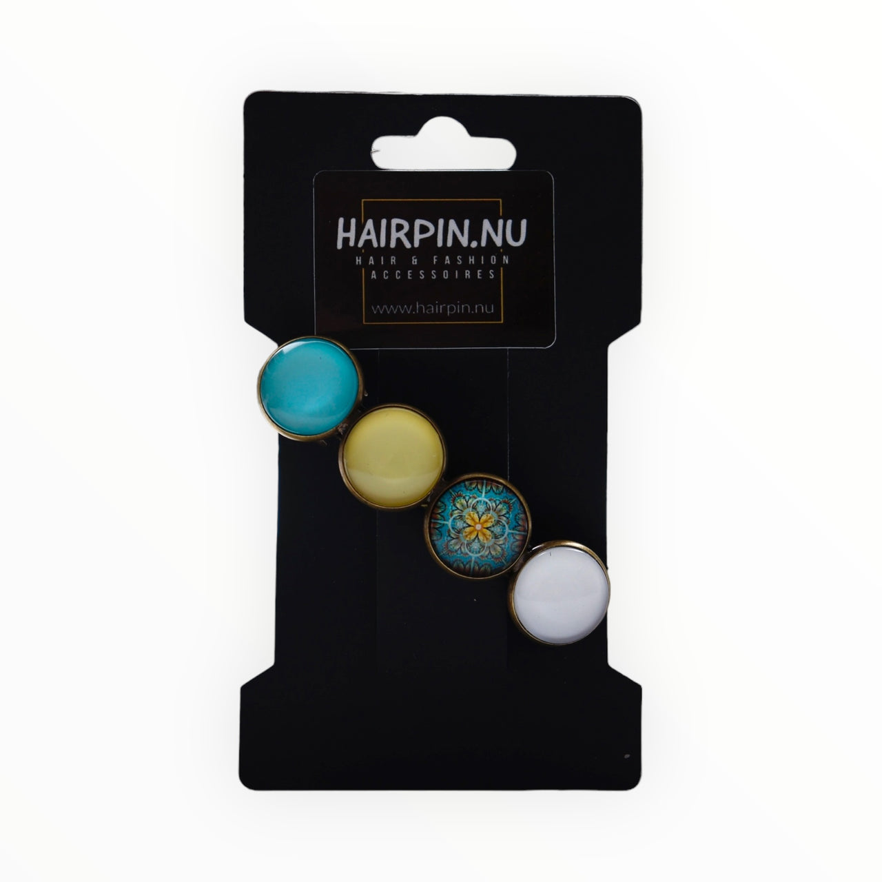 Color Hairclip haarspeld turquoise geel wit Ibiza print Original