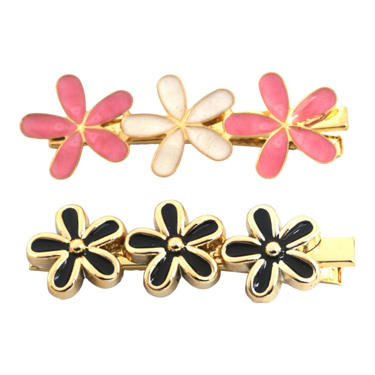 Haarspelden set 2 stuks flowers roze