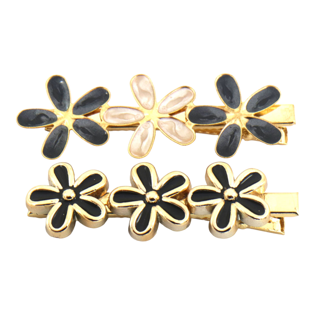 Haarspelden set 2 stuks flowers zwart