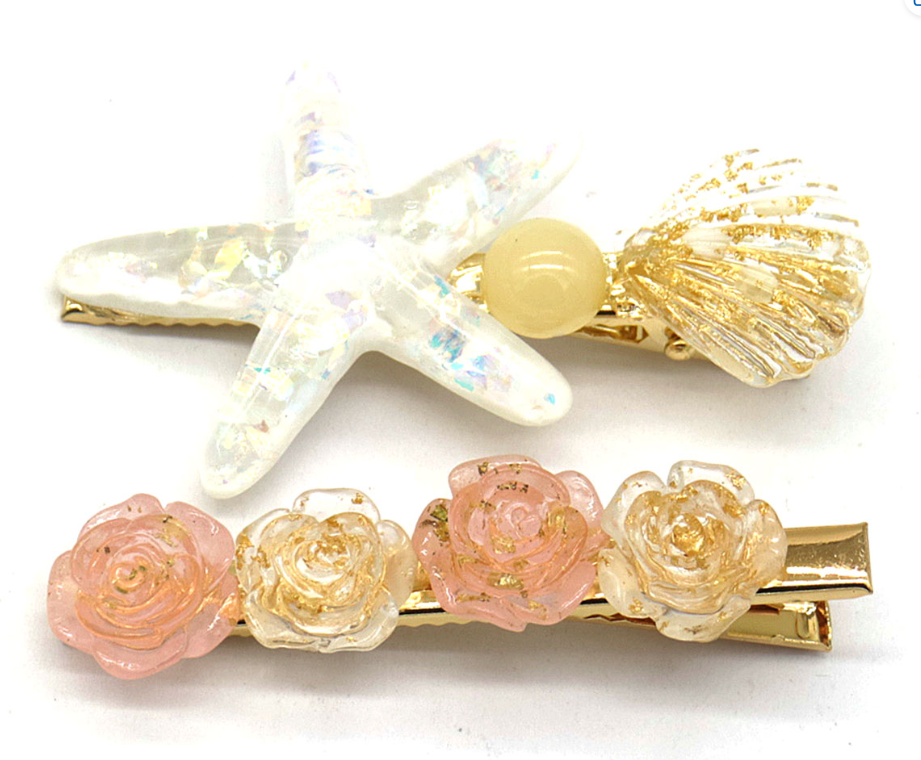 Haarspelden set 2 stuks schelp roze
