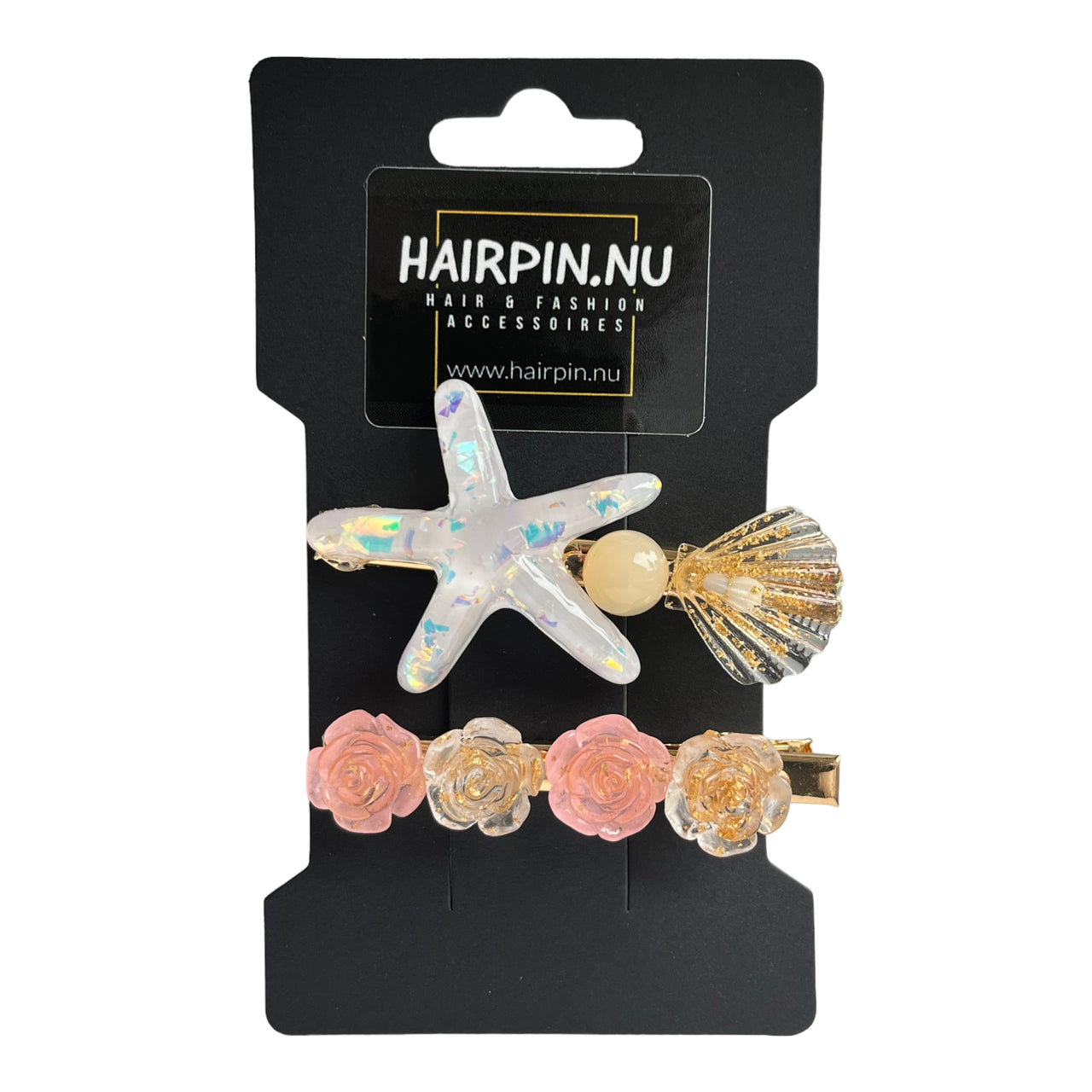 Haarspelden set 2 stuks schelp roze