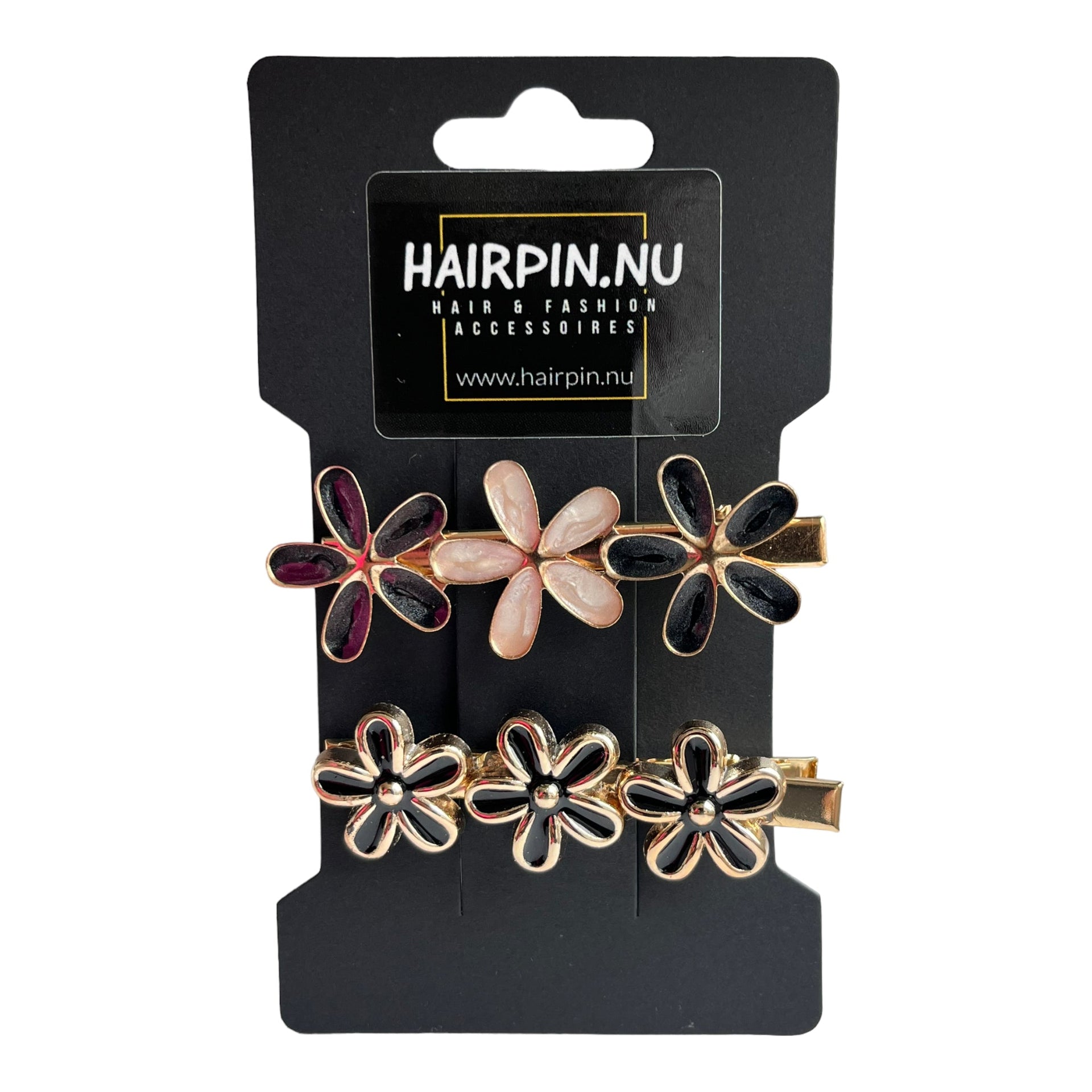 Haarspelden set 2 stuks flowers zwart - hairclip