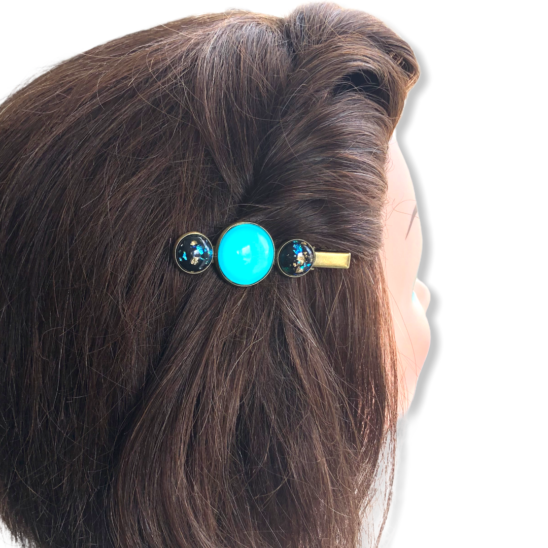 Hairclip cabochon blauw/glossy - clips