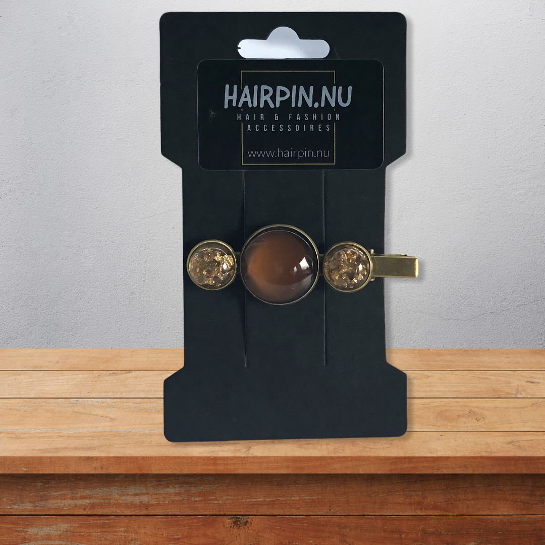 Hairclip cabochon bruin/glossy