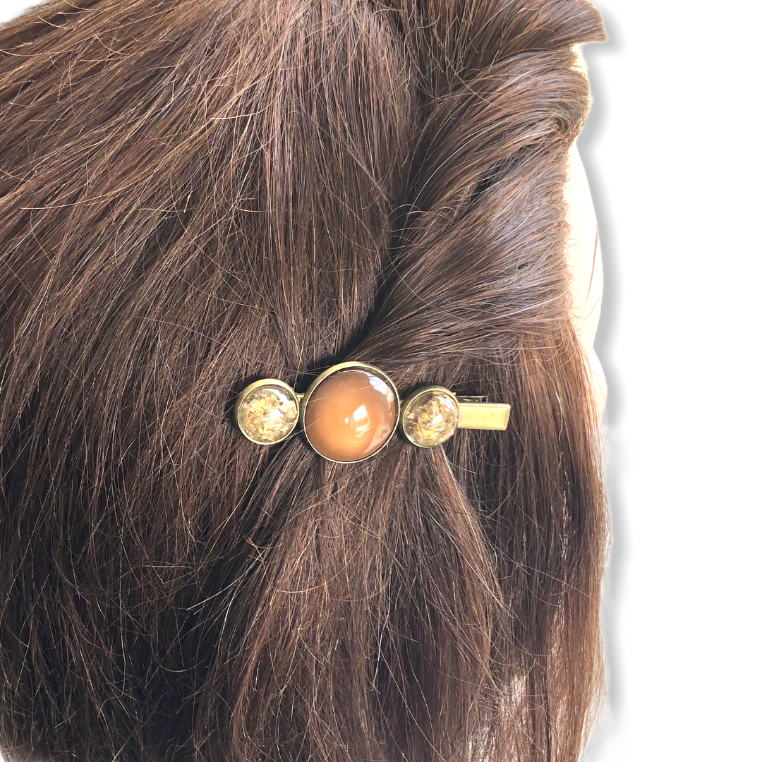 Hairclip cabochon bruin/glossy