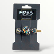 Hairclip cabochon gold color flakes