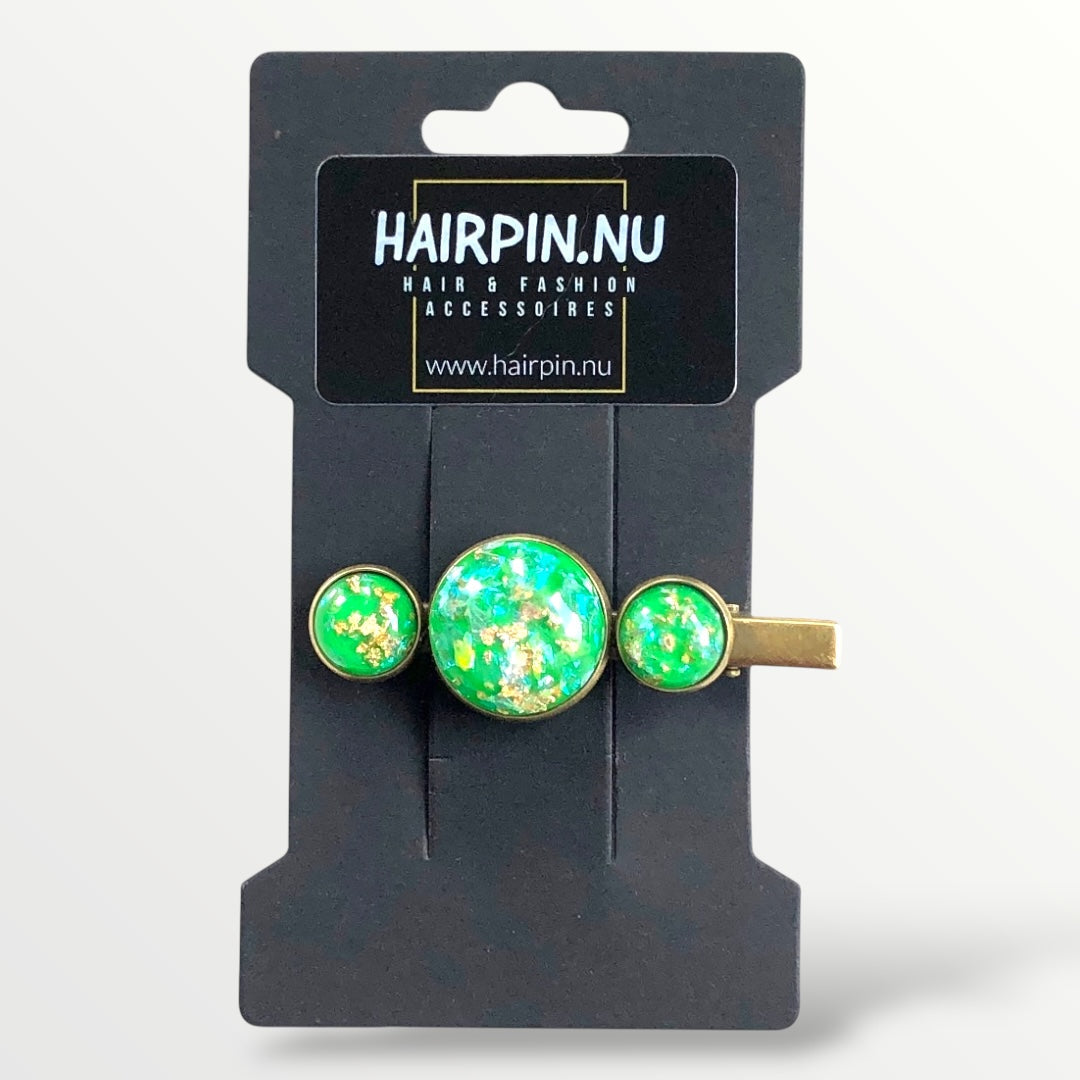 Hairclip cabochon gold color flakes