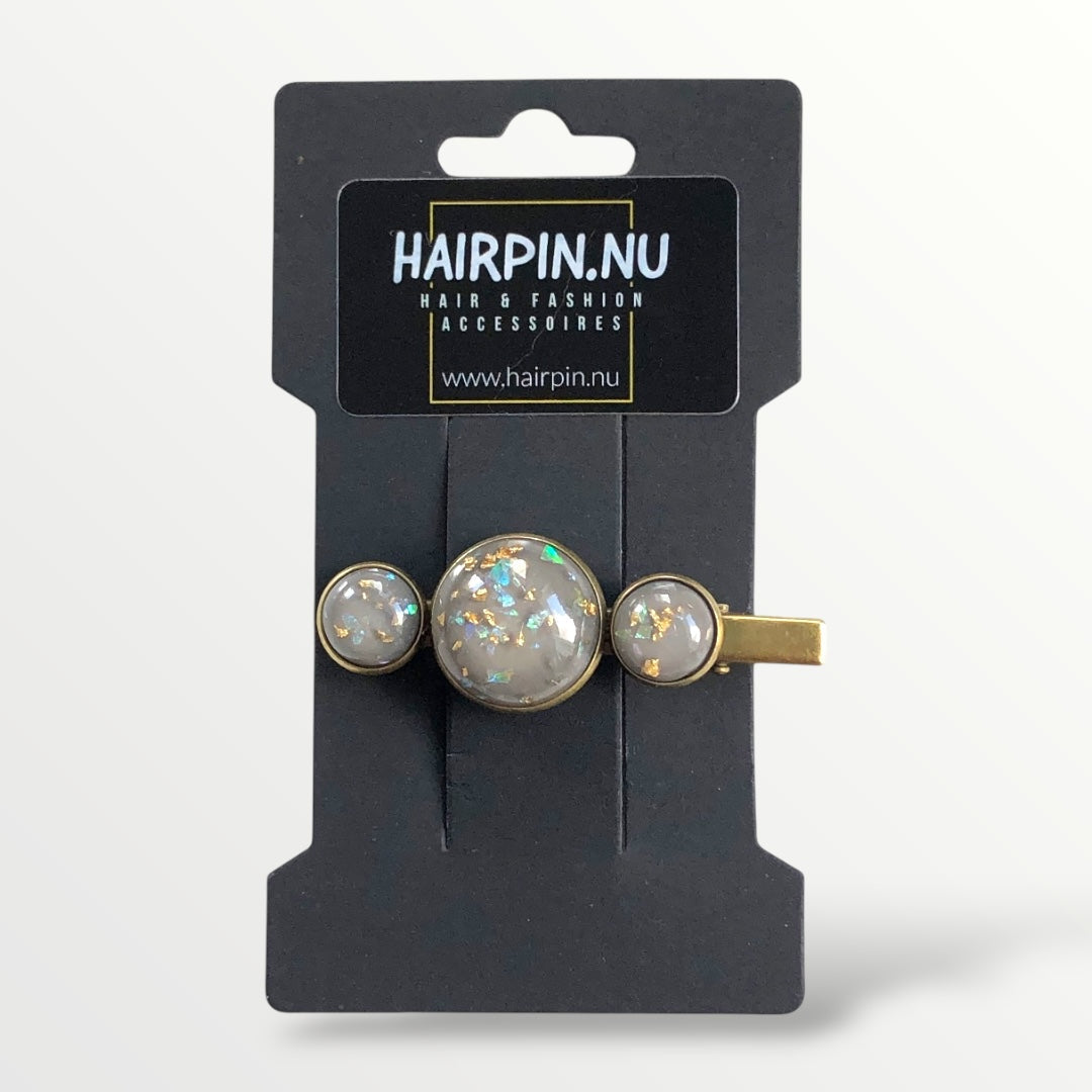 Hairclip cabochon gold color flakes