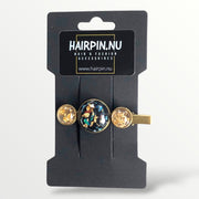 Hairclip cabochon gold flakes