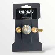 Hairclip cabochon gold flakes