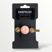 Hairclip cabochon gold flakes