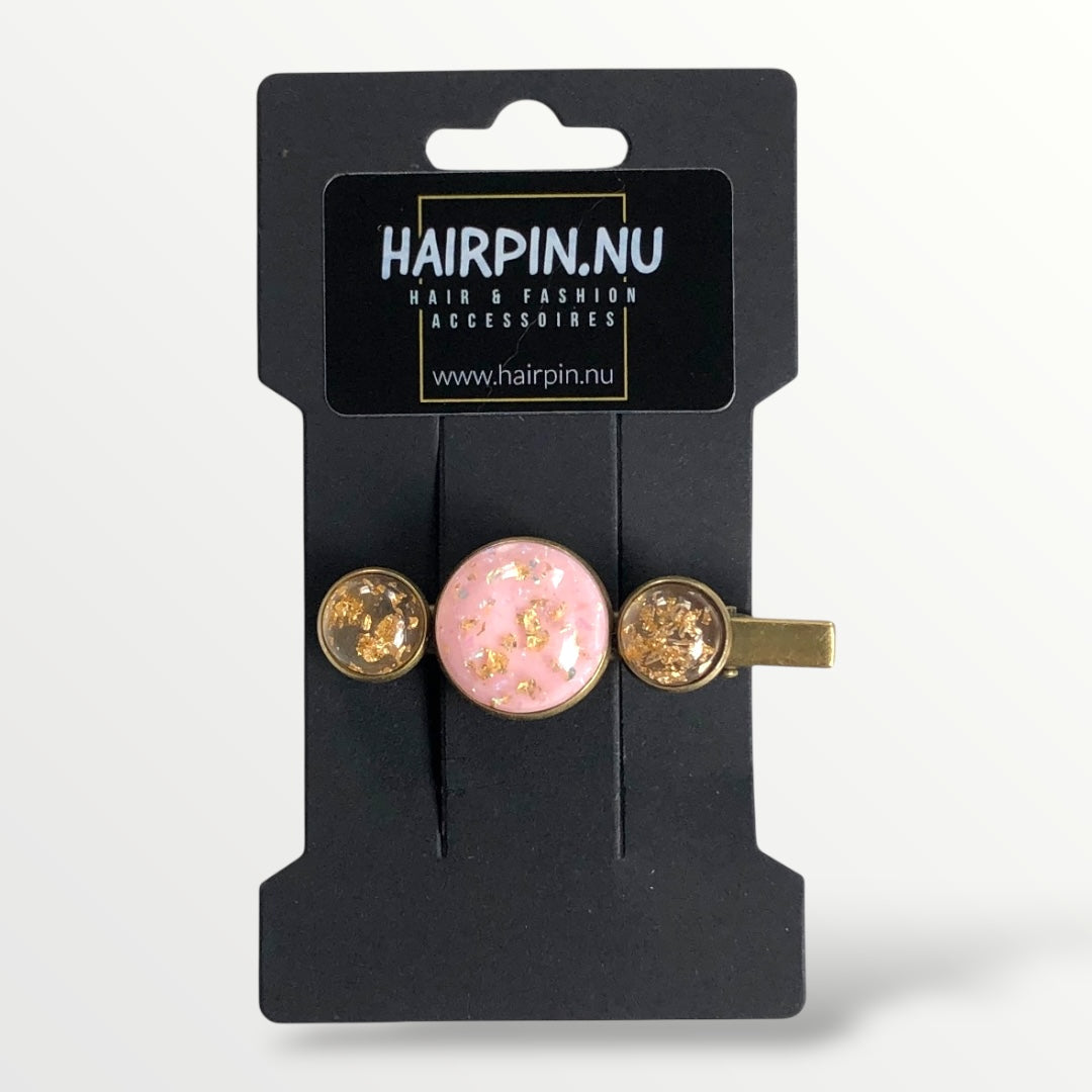 Hairclip cabochon gold flakes