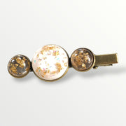 Hairclip cabochon gold flakes - wit